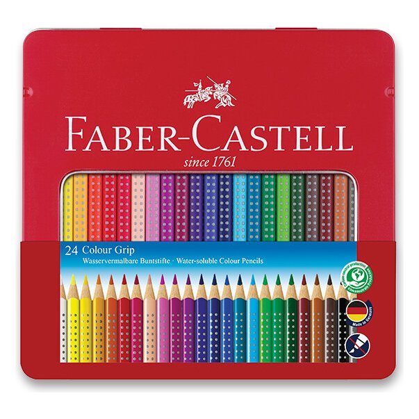 Faber-Castell Grip 2001 – akvarelové pastelky 24 farieb v plechovej krabičke